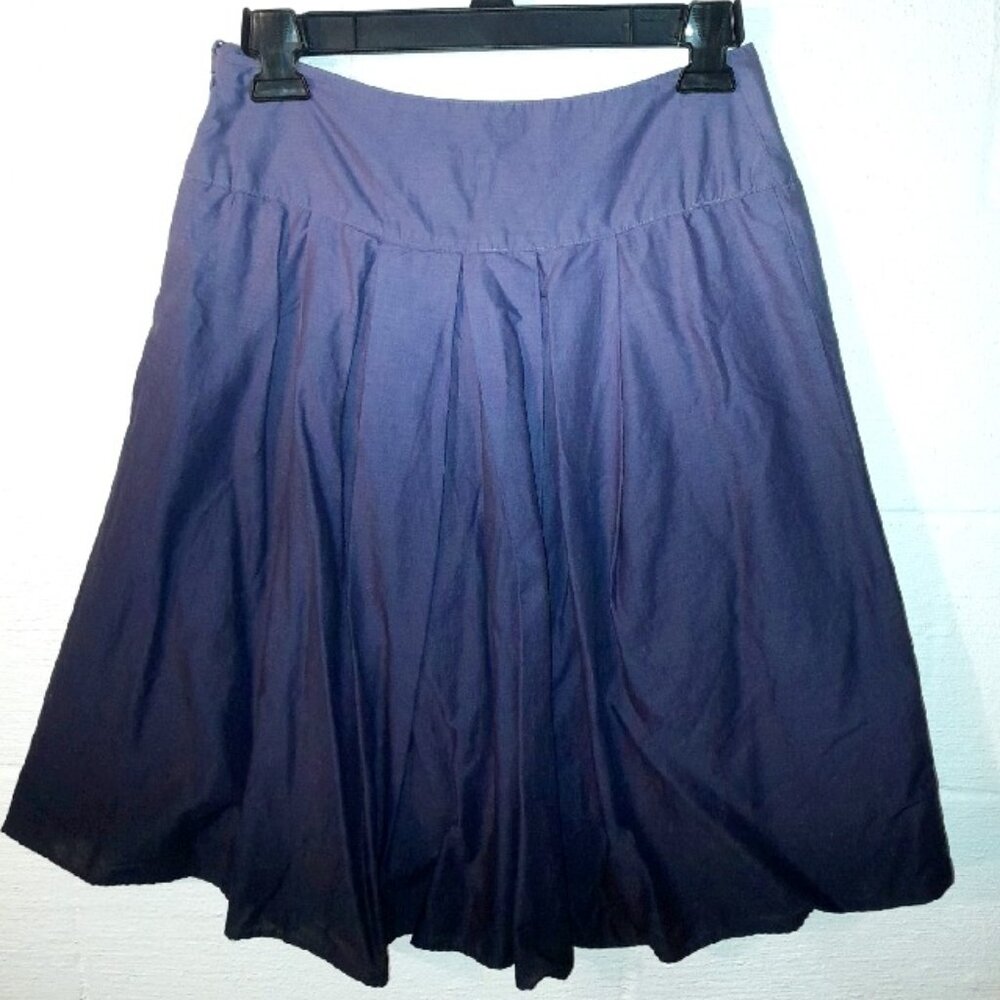 St John's Bay Women's Cotton Pleated Gradient A-Line Skirt Blue Ombre Size 4